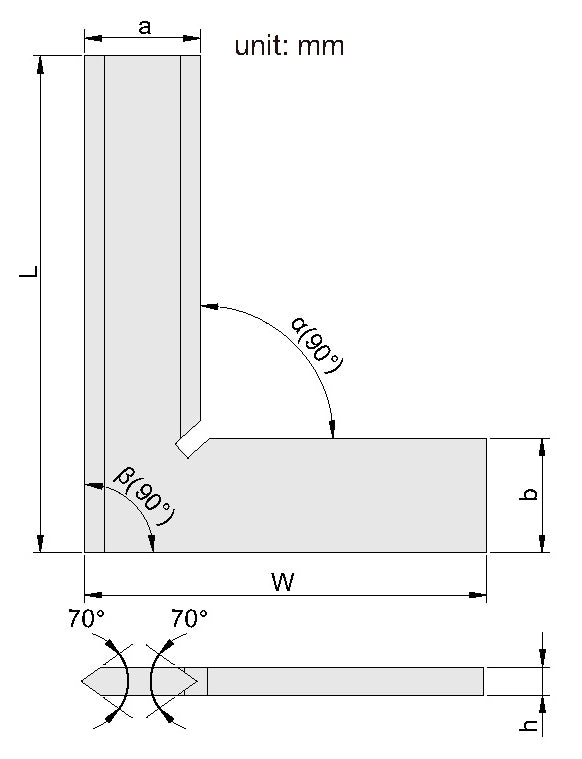 ESCUADRA BISELADA 90° 75 X 50MM